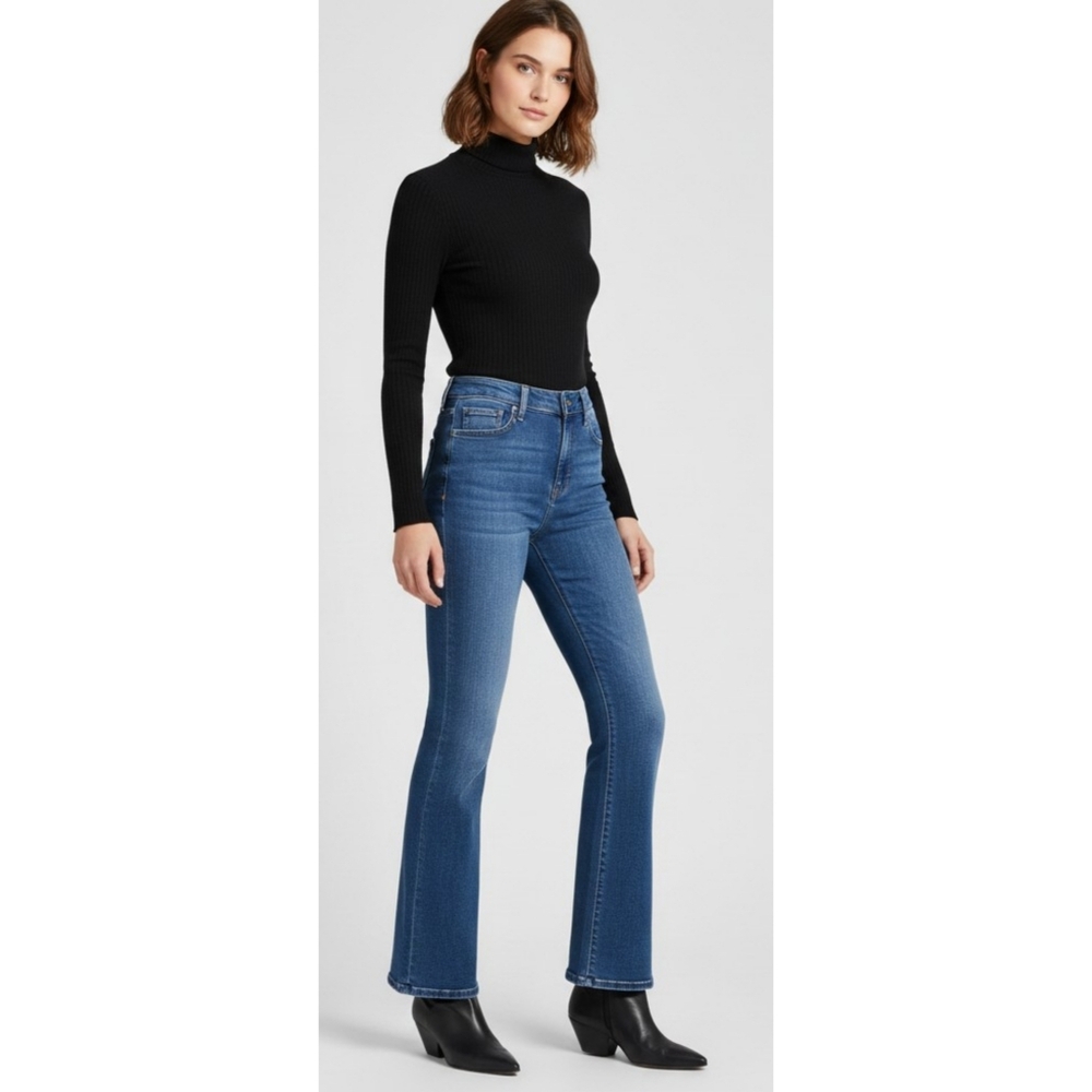 Old Navy Extra High Rise Flare Jeans Medium To Dark Wash Size 12 Tall